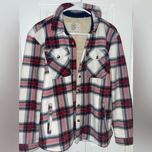Red & Grey Sherpa Flannel Small